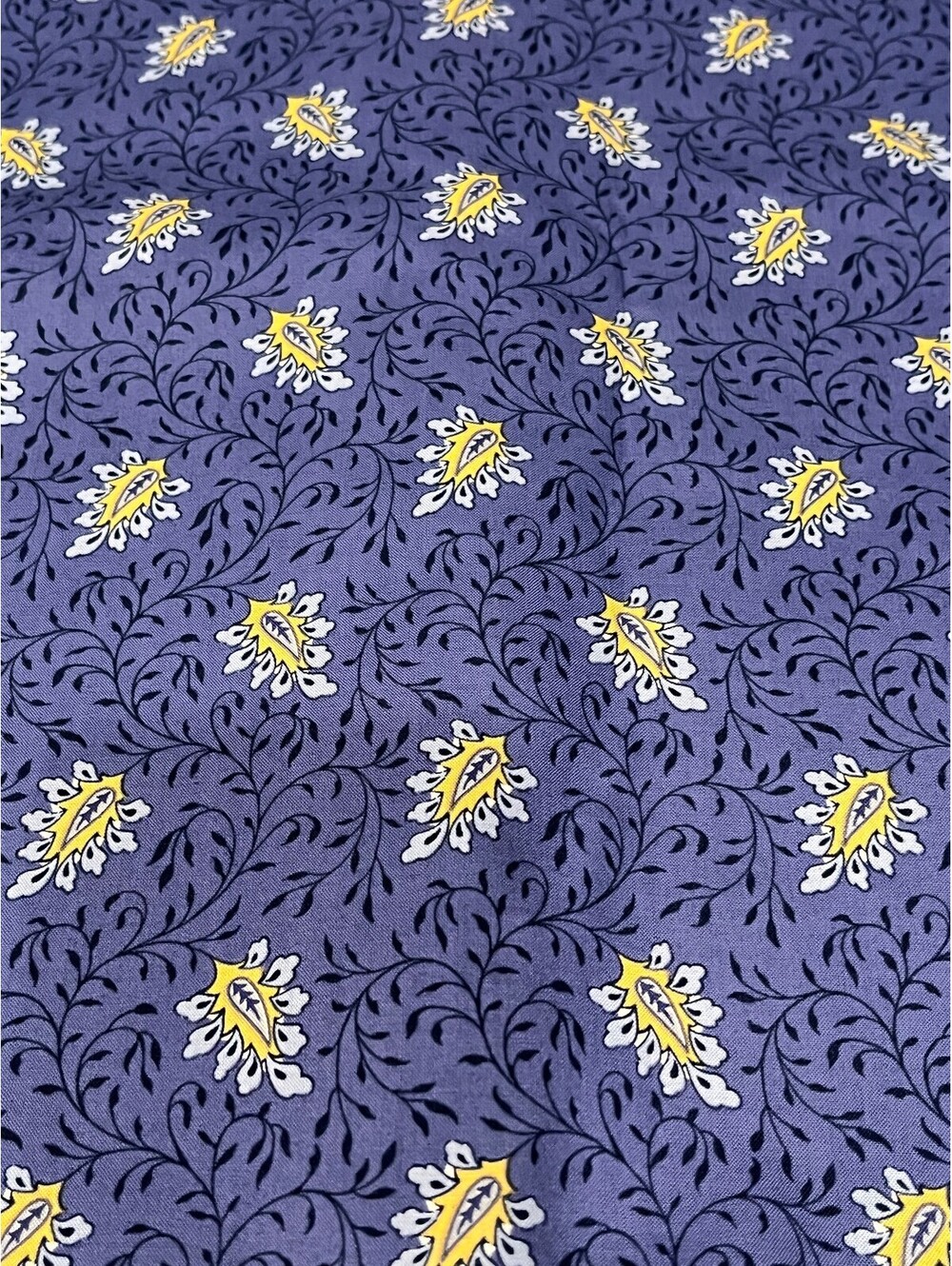 NWOT Over 4 Yards of Les Olivades Blue and Yellow "Compano" print Made in France